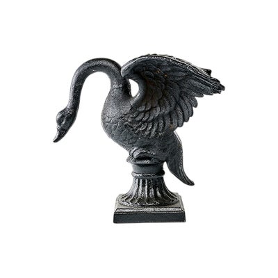 Swella Cast Iron Swan Garden Statue, Small, Black