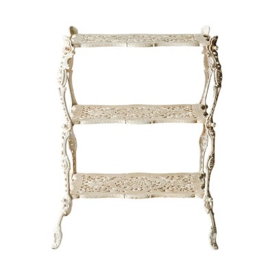 Helvia Cast Iron 3 Tier Plant Shelf, Antique White