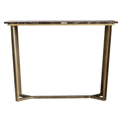 Chan Marble Top Console Table, 110cm, Brown / Brass