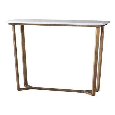Earl Marble Top Console Table, 110cm, White / Brass