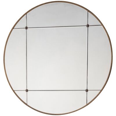 Anto Metal Frame Round Wall Mirror, 90cm
