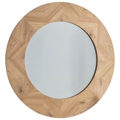 Viterbo Wooden Frame Round Wall Mirror, 90cm