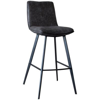 Polly Faux Leather Counter Stool, Set of 2, Dark Grey