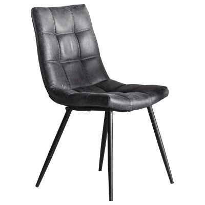 Dundell Faux Leather Dining Chair, Set of 2, Dark Grey