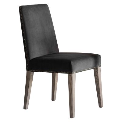 Reggie Velvet Fabric Dining Chair, Set of 2, Charcoal