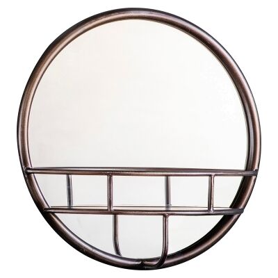 Macey Iron Frame Wall Mirror, Round, 40cm