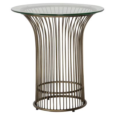 Zane Glass Top Metal Round Side Table
