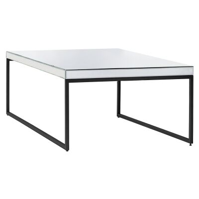 Parker Mirror & Metal Square Coffee Table, 90cm, Black
