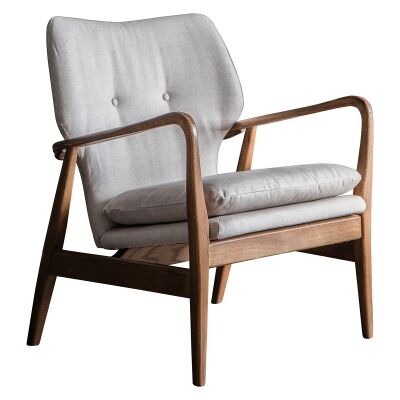 Jepson Fabric & Oak Timber Armchair, Natural