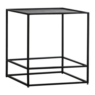 Harison Metal Square Side Table, Antique Silver