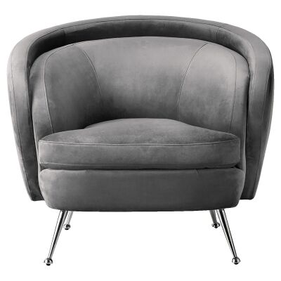 Tania Velvet Fabric Tub Chair, Grey