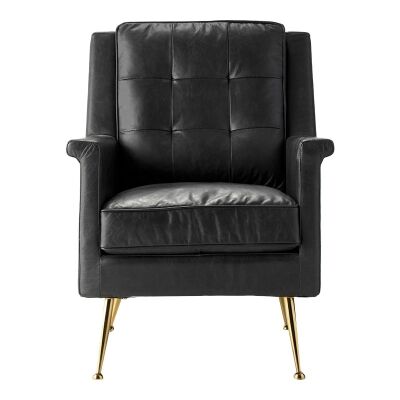 Malyn Leather Armchair, Black