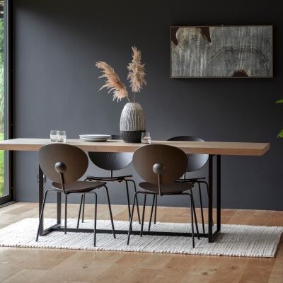 Ferham Dining Table, 200cm, Natural / Black