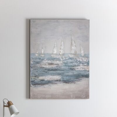 Sail in The Mist Textured Canvas Wall Art, 120cm