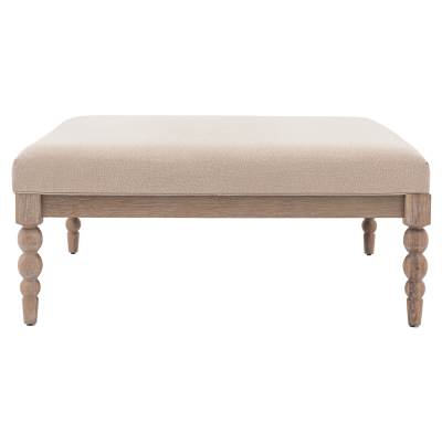 Aristide Fabric & Wood Square Ottoman / Coffee Table, 100cm