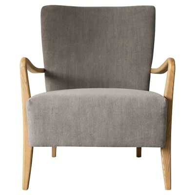 Drosi Fabric & Oak Timber Armchair, Charcoal