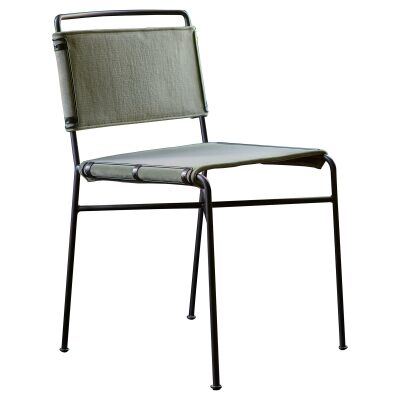 Nocara Velvet Fabric & Iron Dining Chair, Khaki Green