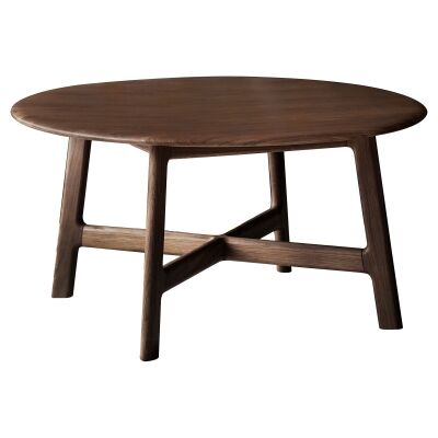 Pesaro European Oak Timber Round Coffee Table, 80cm, Walnut