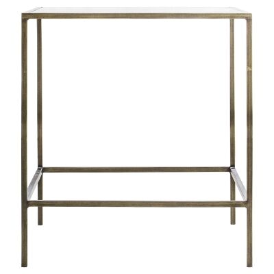 Lotta Glass & Metal Square Side Table, Champagne Gold
