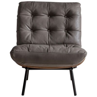 Riccia Leather Lounge Chair, Grey