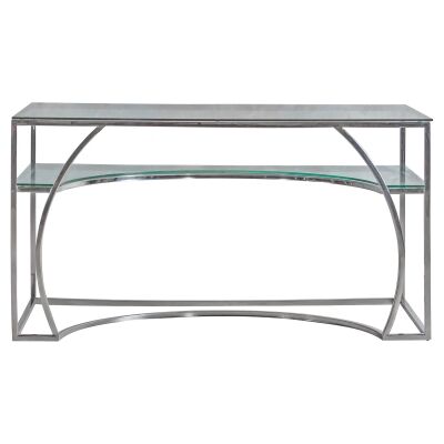 Kvam Glass & Stainless Steel Desk, 140cm, Silver