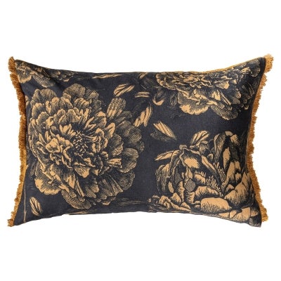 Roca Cotton Lumbar Cushion, Gold / Black
