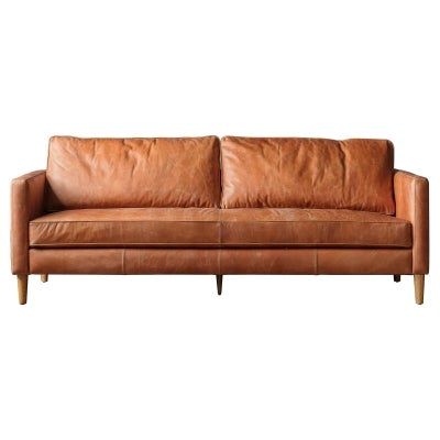 Brunswick Leather Sofa, 2.5 Seater, Vintage Brown