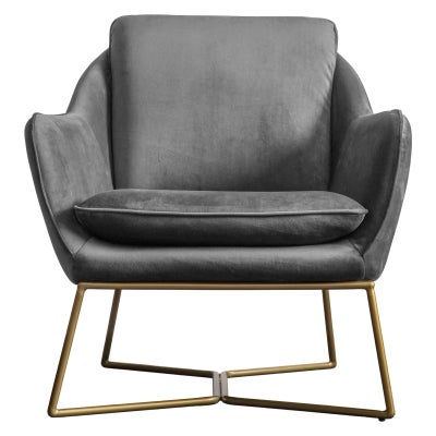 Kellgren Velvet Fabric Armchair, Charcoal