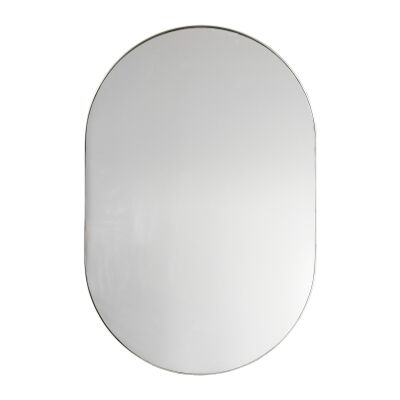 Hank Metal Frame Elipse Wall Mirror, 90cm, Silver