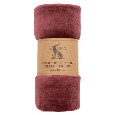 Kilburn & Scott Super Soft Flannel Fleece Throw, 140x180cm, Rosewood