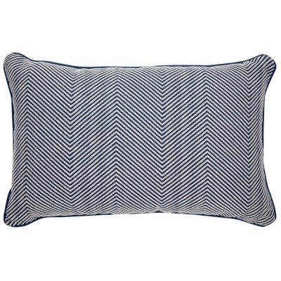 Candace Feather Filled Lumbar Cushion, Blue Chevron