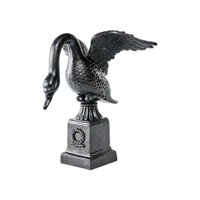Swella Cast Iron Swan Garden Statue on Plinth, Black