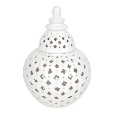 Miccah Porcelain Temple Jar, Medium, White
