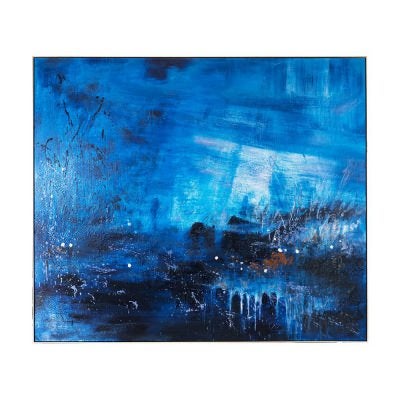 "Emerging Blues" Framed Canvas Wall Art, 140cm