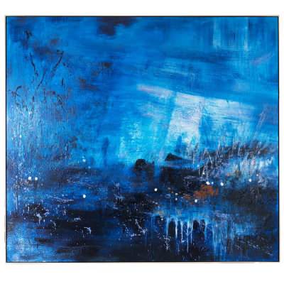 "Emerging Blues" Framed Canvas Wall Art, 220cm