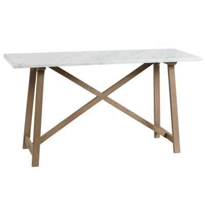 Providence Marble & Timber Trestle Console Table, 144cm