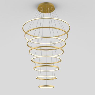 Crown LED 8 Ring Pendant Light, 3000K, Gold