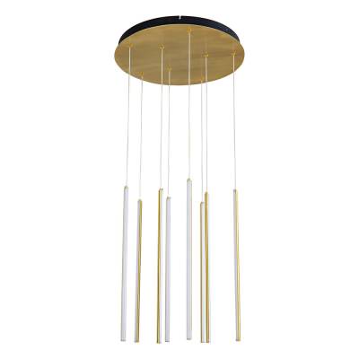 Centric Metal Dimmable LED Cluster Pendant Light, 8 Light, CCT, Gold