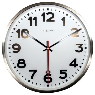 Nextime Super Station Stainless Steel Round Wall Clock, 55cm