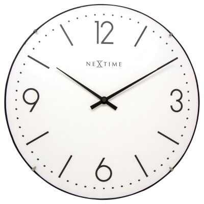 Nextime Basic Glass Dome Round Wall Clock, 35cm, White