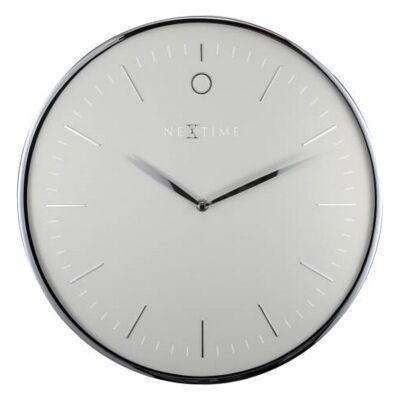 Nextime Glamour Metal Round Wall Clock, 40cm, Silver