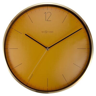 Nextime Essential Metal Frame Round Wall Clock, 34cm, Orange / Gold 