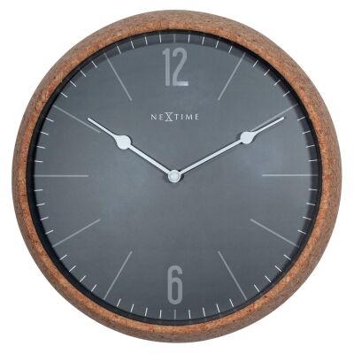 NeXtime Cork Frame Round Wall Clock, 30cm, Grey
