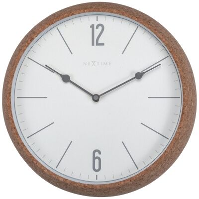 NeXtime Cork Frame Round Wall Clock, 30cm, White