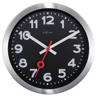 NeXtime Station Number Aluminium Wall / Table Clock, 19cm, Black