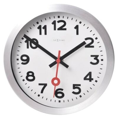 NeXtime Station Number Aluminium Wall / Table Clock, 19cm, White