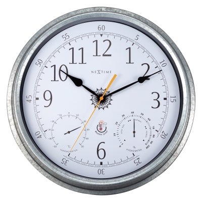 NeXtime Controller Outdoor Round Wall Clock with Thermometer & Hygrometer, 40.5cm
