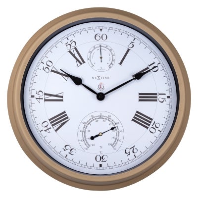 NeXtime Observer Outdoor Round Wall Clock with Thermometer & Hygrometer, 40.5cm