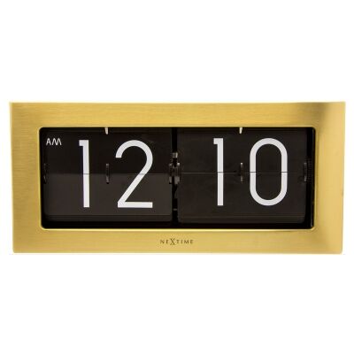 Nextime Big Flip Metal Wall / Table Clock, 36cm, Gold