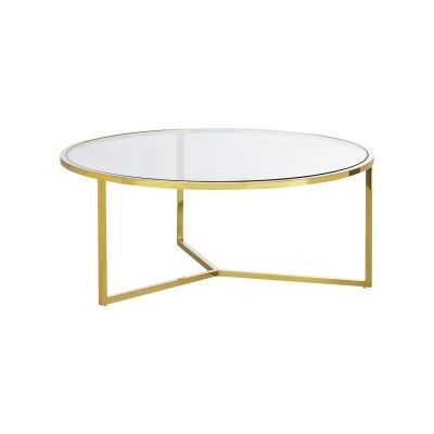 Bianka Tempered Glass & Stainless Steel Round Coffee Table, 100cm